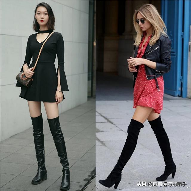 一双长筒靴配肉色丝袜好看吗