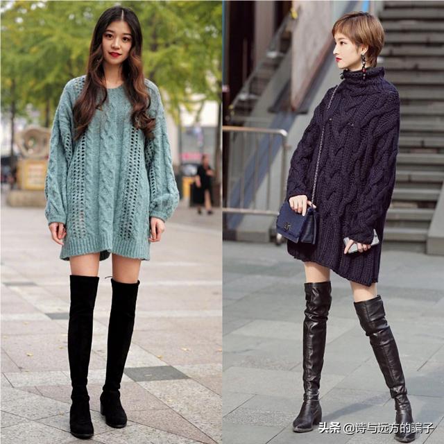 一双长筒靴配肉色丝袜好看吗