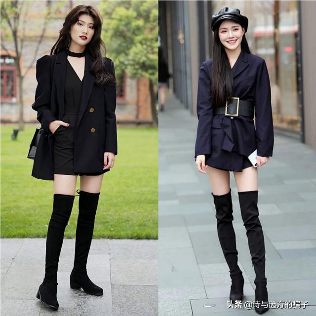 一双长筒靴配肉色丝袜好看吗