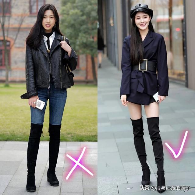 一双长筒靴配肉色丝袜好看吗