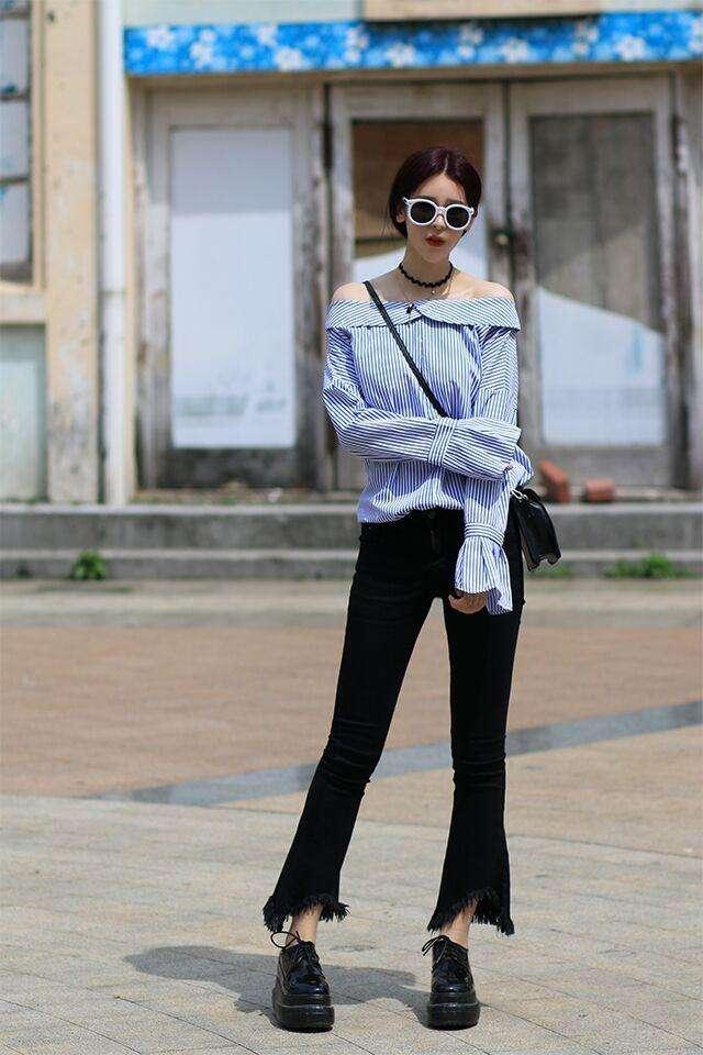 松糕鞋搭配什么裤子好看,喇叭裤,阔腿裤,小脚裤