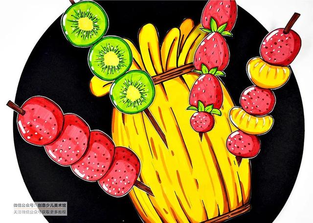 儿童画教程新年主题画来串冰糖葫芦红红火火过大年